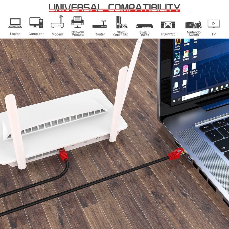 Boahcken Cat 8 Ethernet Cable 1.5 ft,1.5ft 6ft 10ft 20ft 25ft 30ft 75ft 100ft 150ft 200ft Heavy Duty High Speed Network Internet Cable,26AWG 40Gbps 2000Mhz,S/FTP Indoor&Outdoor Shielded LAN Cable - Image 4